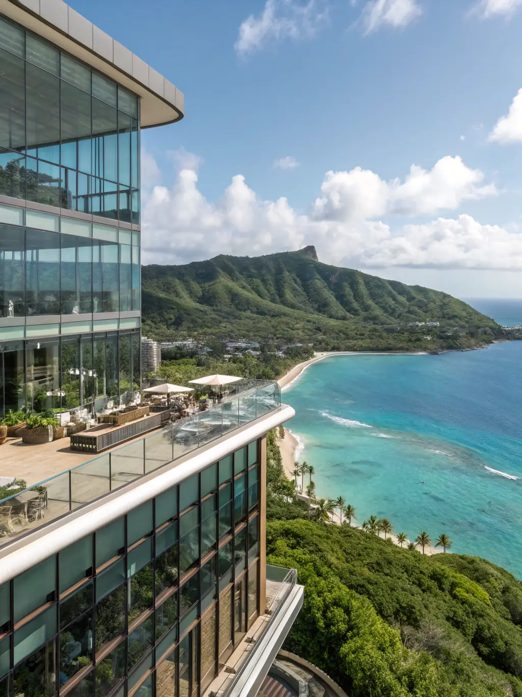 A modern Parador situated on the coast, featuring sleek design, ocean views, and access to beautiful beaches.